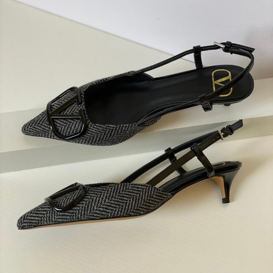 Valentino Garavani VLogo Crystal Slingback Kitten Shoes