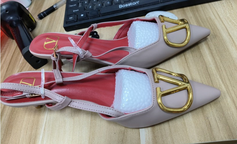 Valentino Garavani VLogo Crystal Slingback Kitten Shoes
