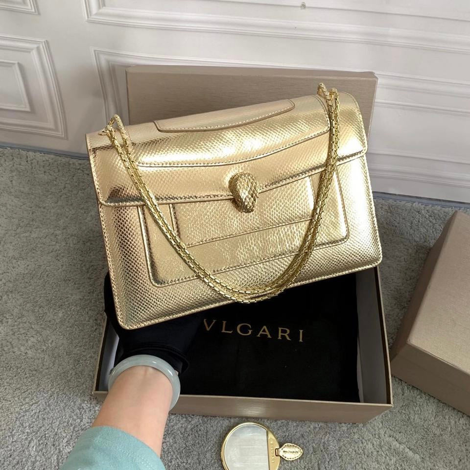 Bulgari Serpenti Forever East-West Shoulder Snake Leather Bag