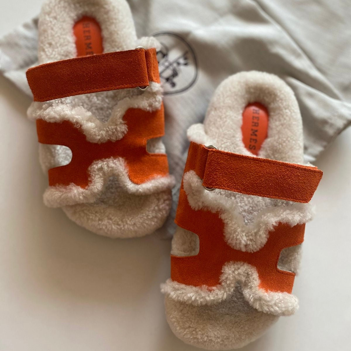Hermes Chypre Shearling Sandals