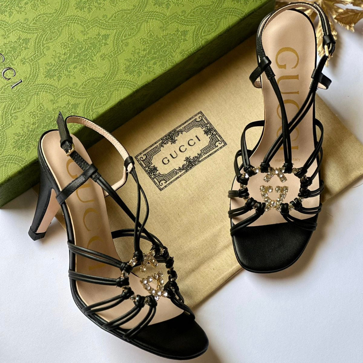 Gucci Interlocking G Embellished Strappy Shoes