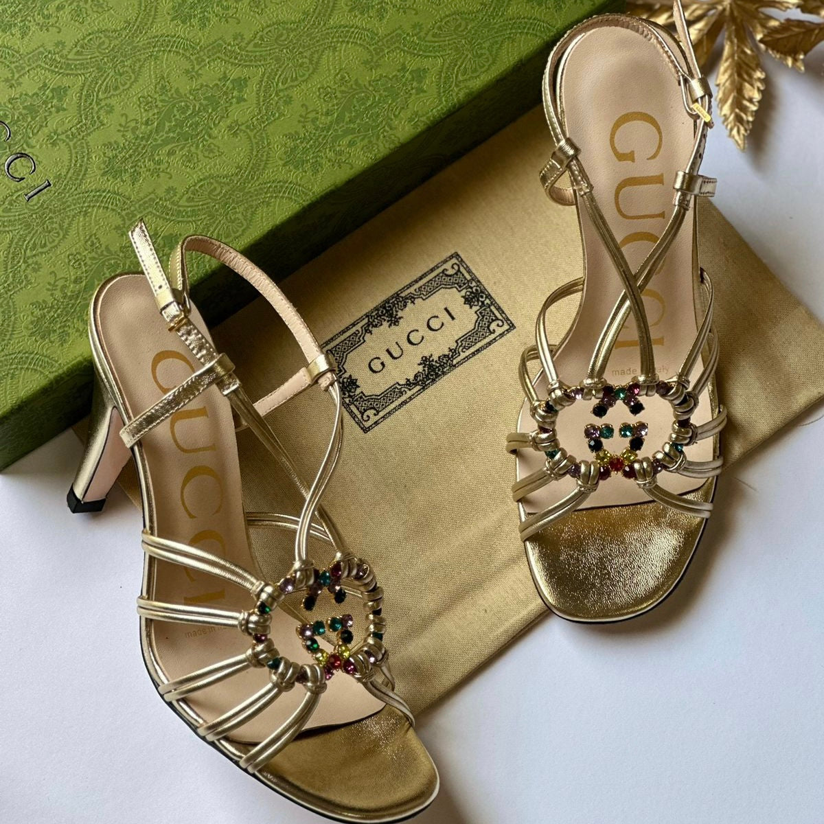 Gucci Interlocking G Embellished Strappy Shoes