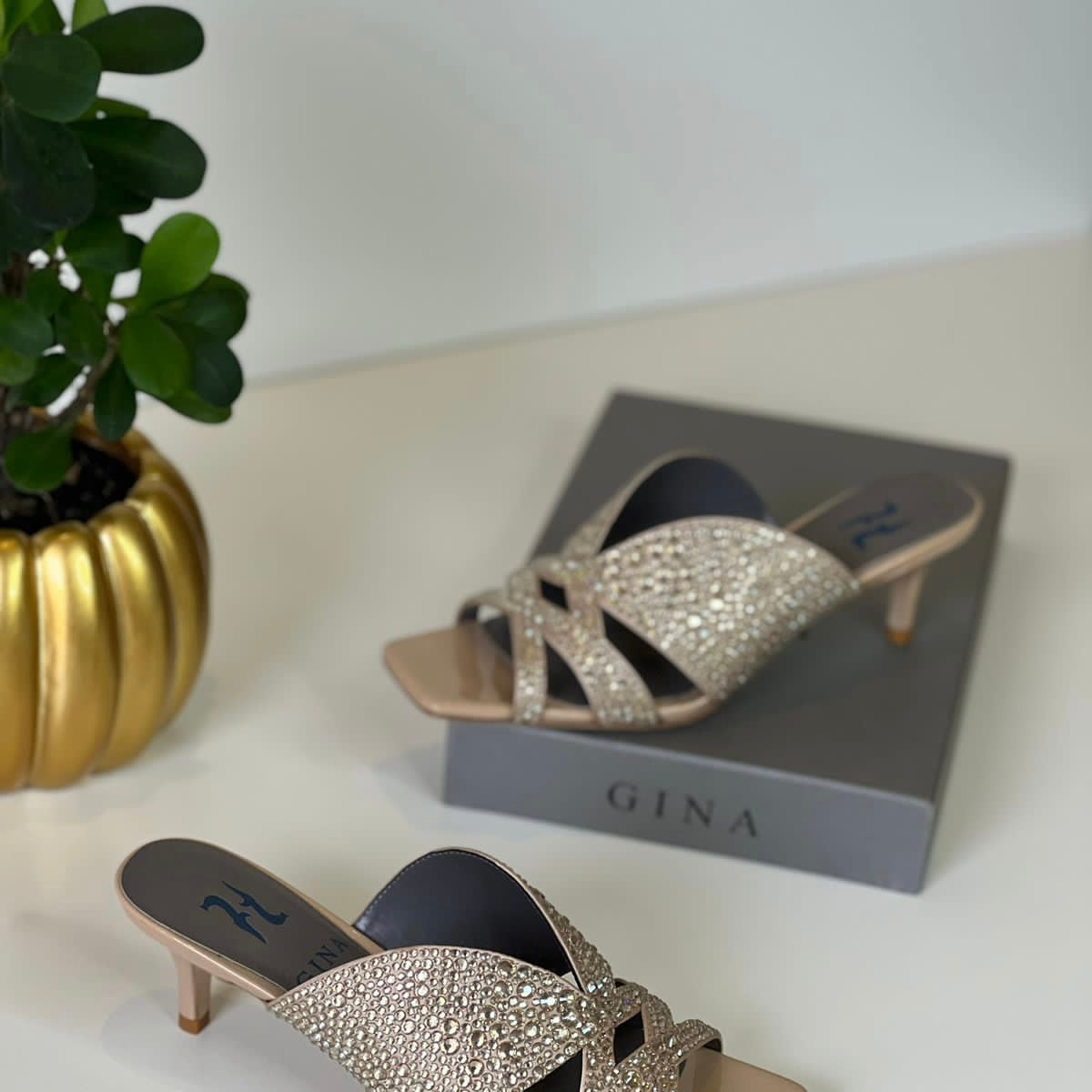 Gina London Crystal-Embellished Kitten Heel Shoes