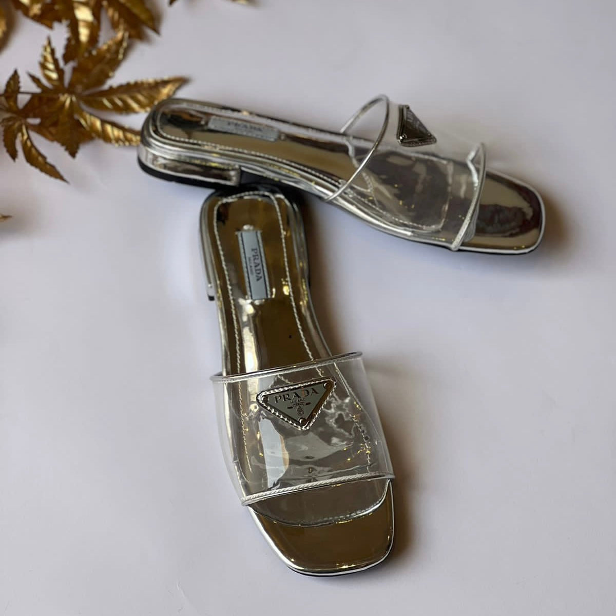 Prada Rubber Logo Slide Shoes