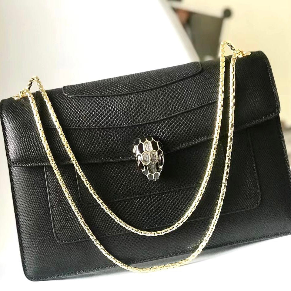 Bulgari Serpenti Forever East-West Shoulder Snake Leather Bag