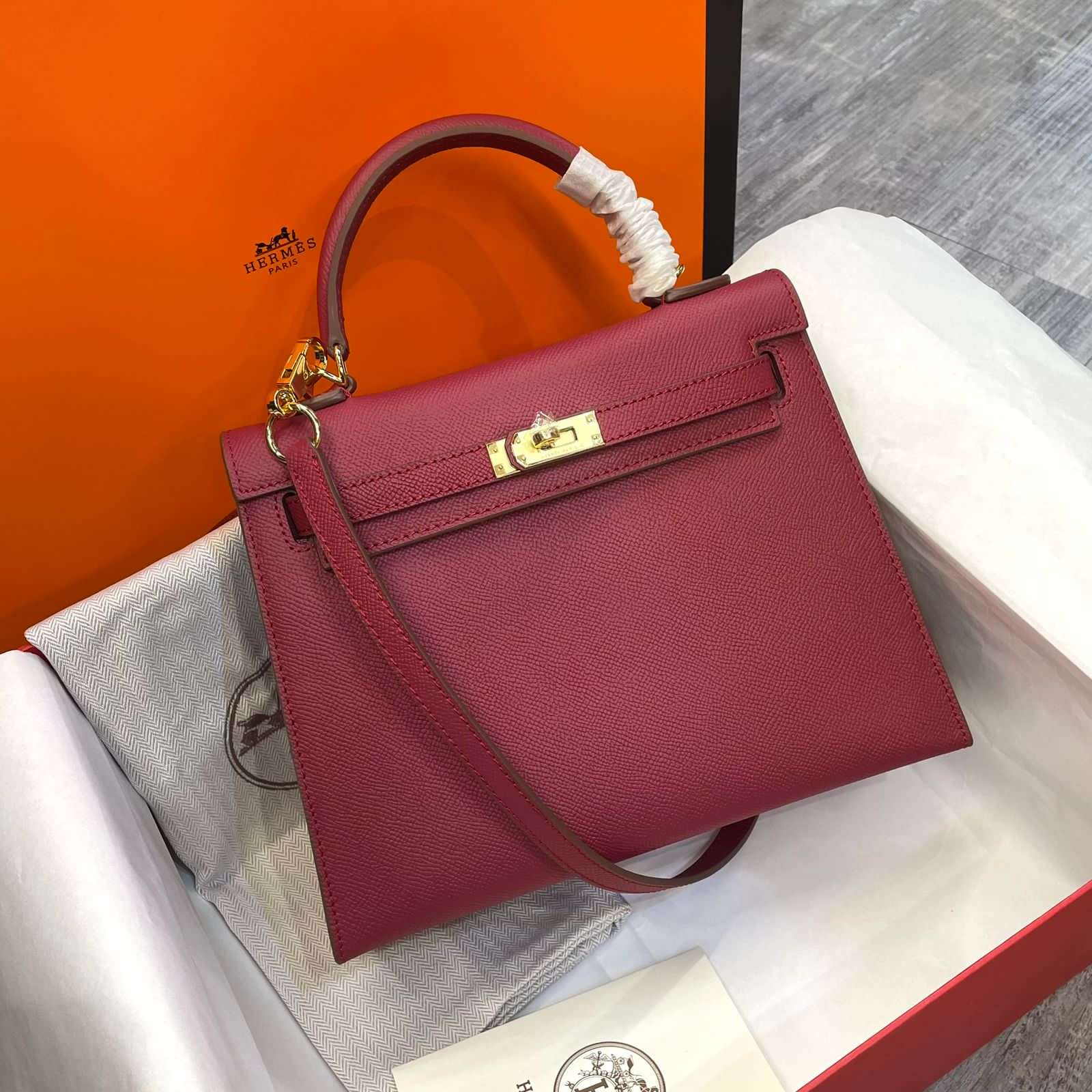 Hermes Kelly 25Cm Caviar leather Bag