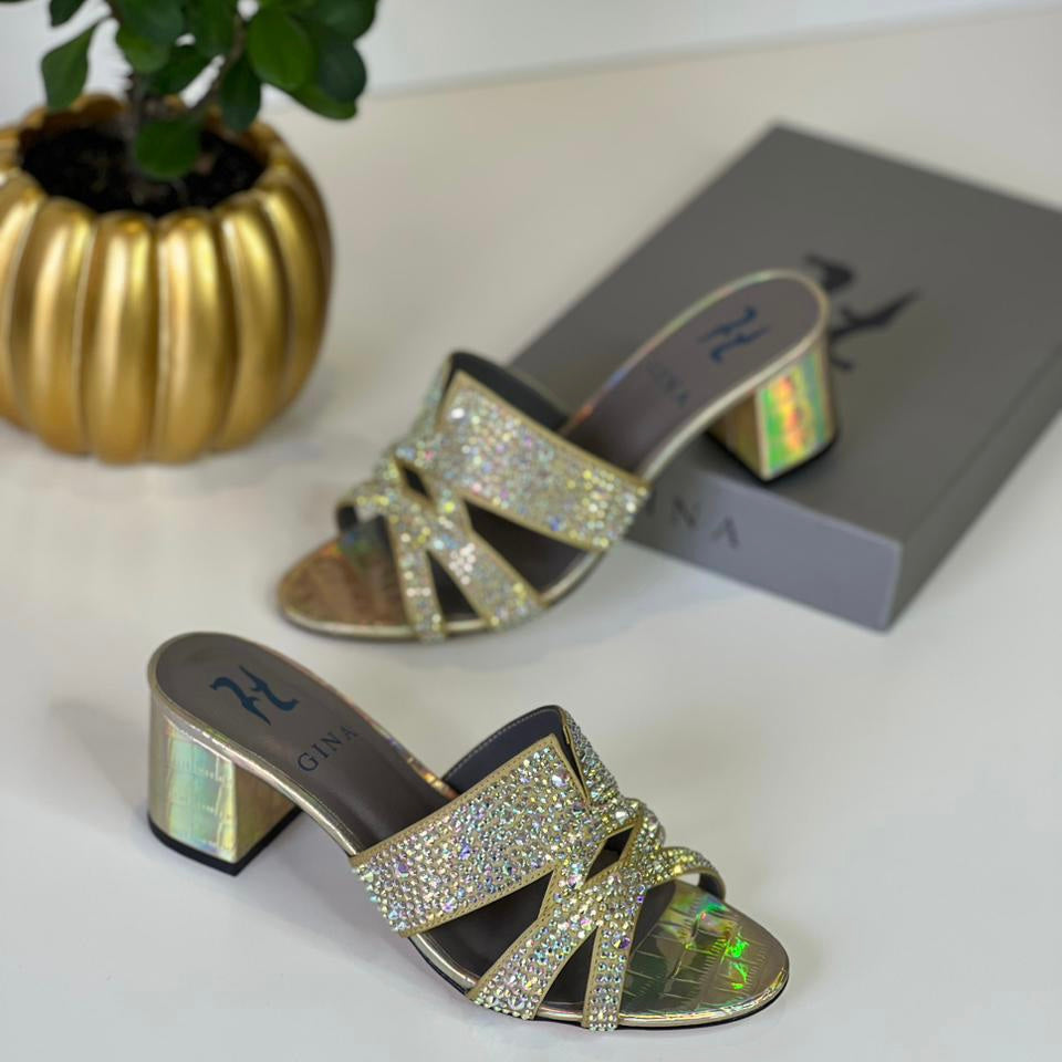Gina London Mid-Heel Crystal Shoes