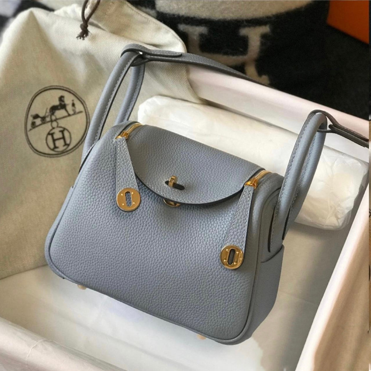 Hermes Lindy Ostrich Mini Bag