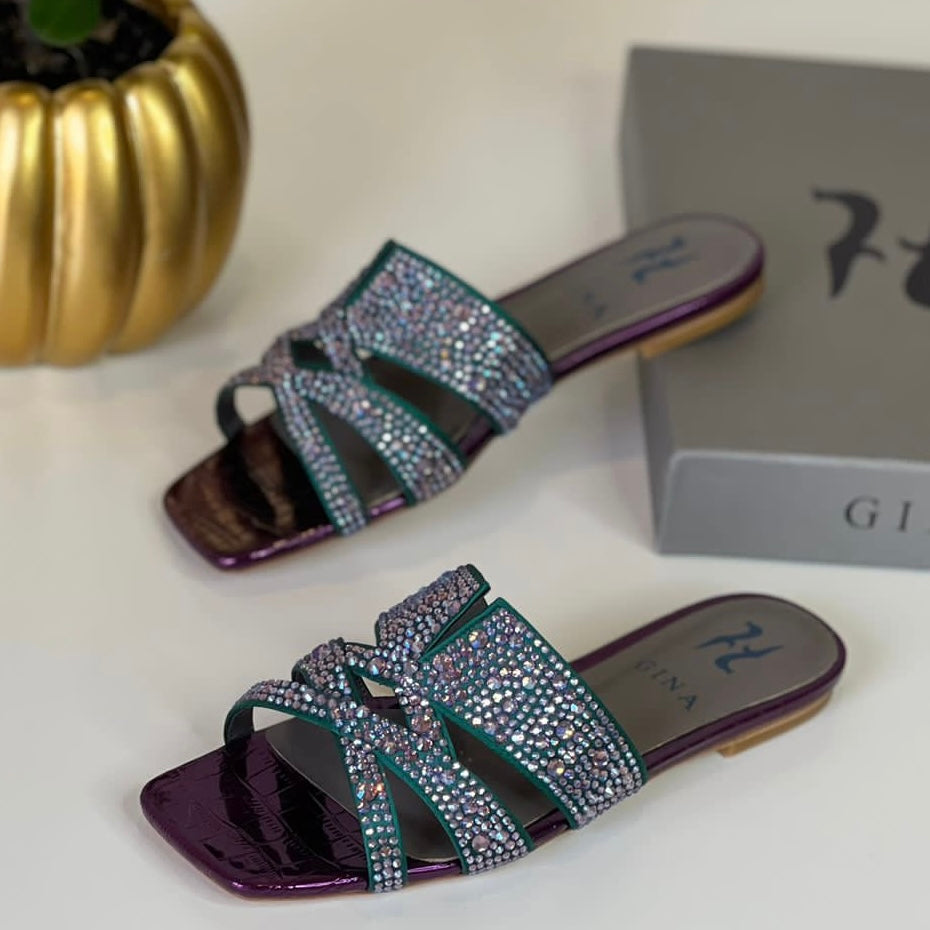Gina London Crystal Slide Shoes