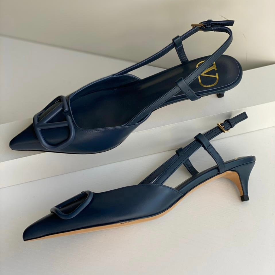 Valentino Garavani VLogo Crystal Slingback Kitten Shoes
