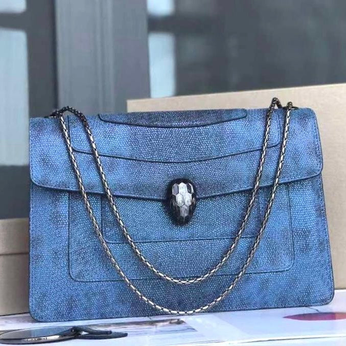Bulgari Serpenti Forever East-West Shoulder Snake Leather Bag