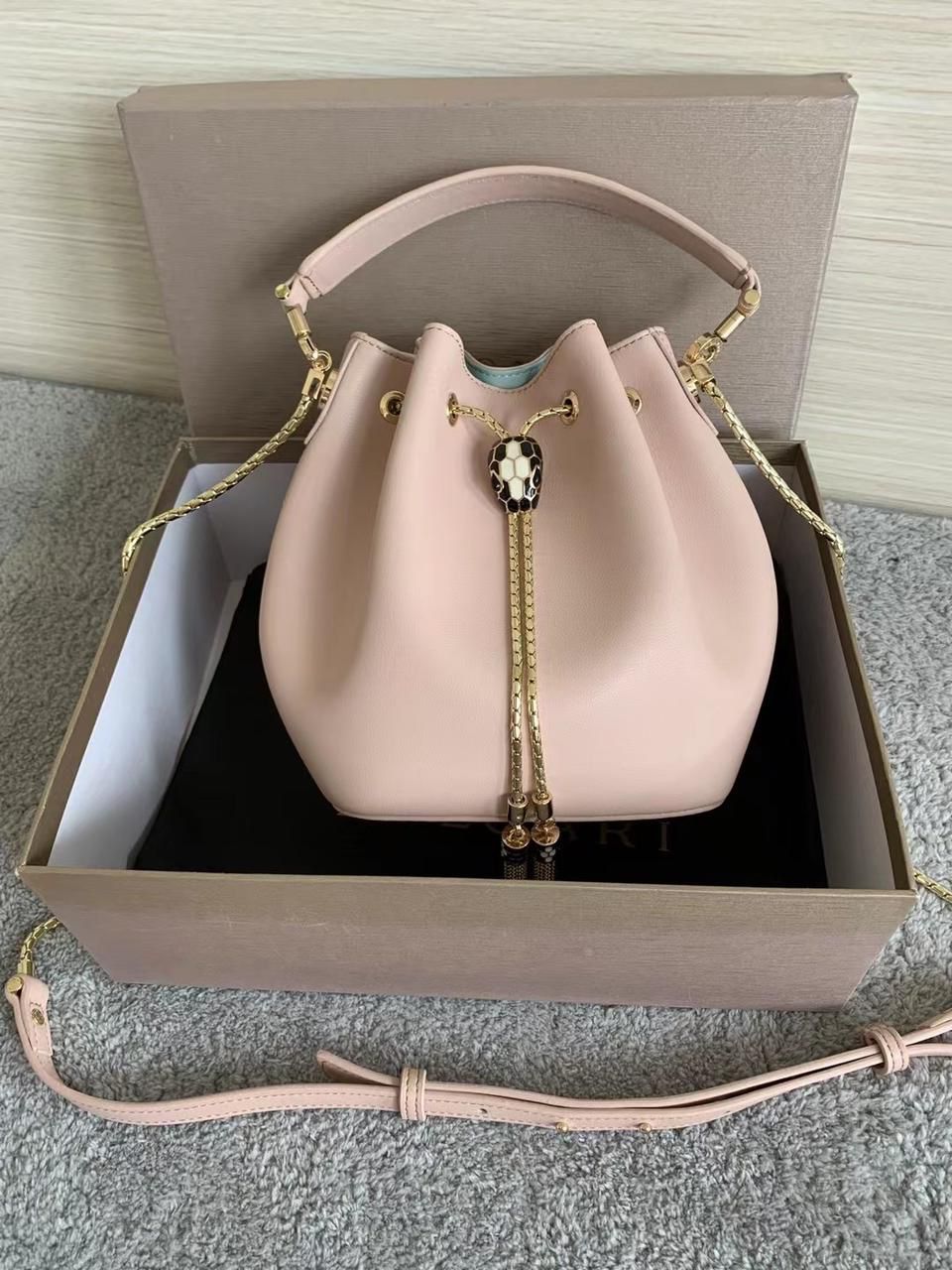 Bvlgari serpenti forever bucket soft leather Shoulder Bag