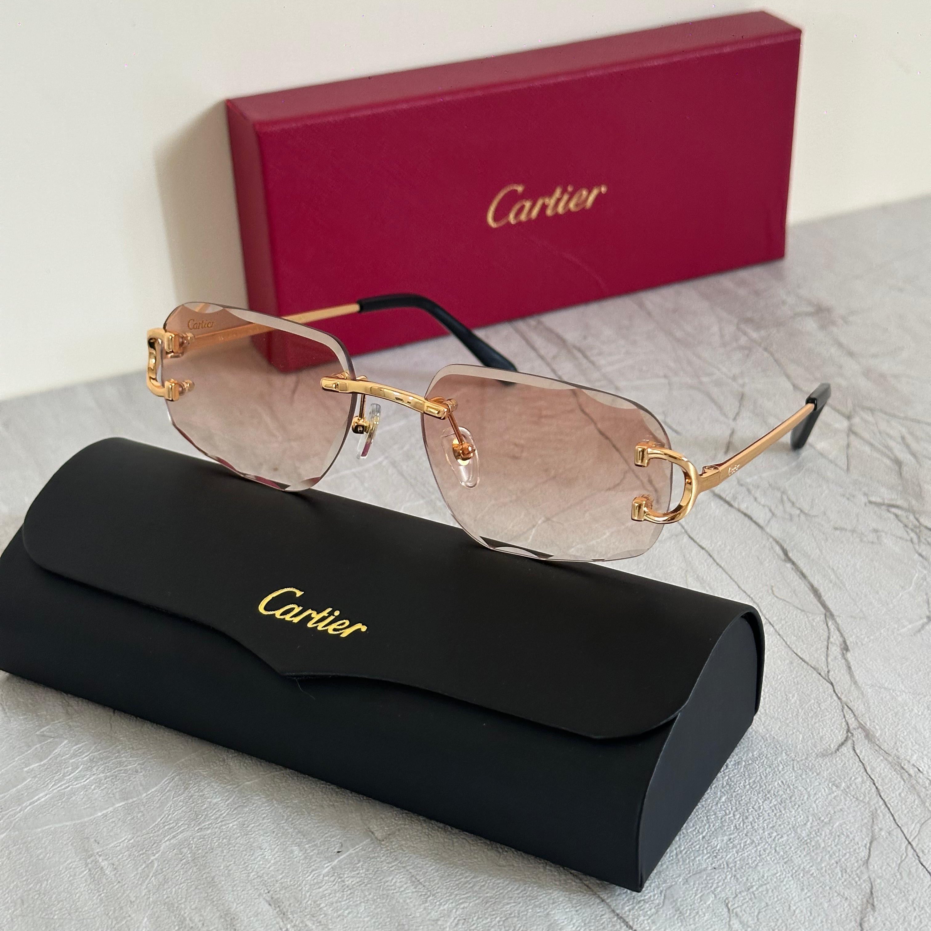Cartier CT0030S Santos de Cartier Rimless Sunglasses