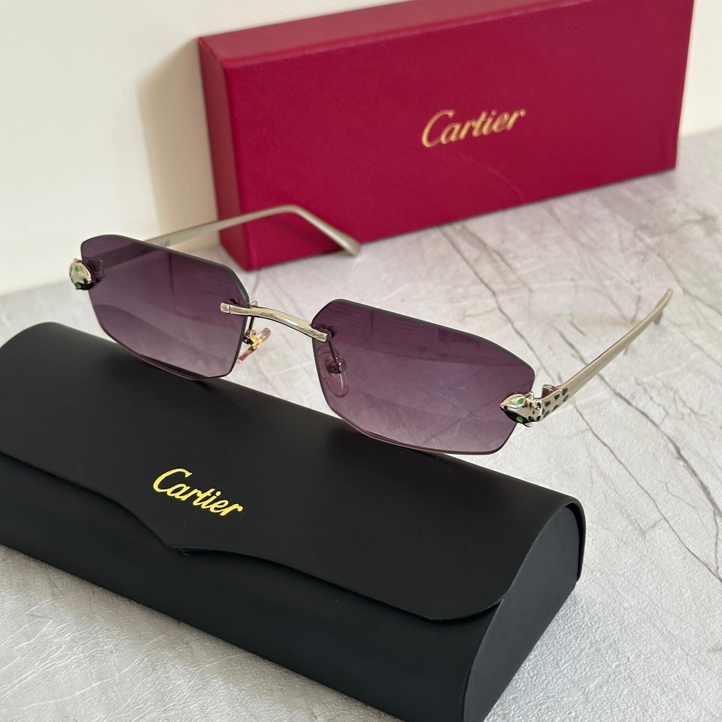 Cartier CT0282S Rectangular Rimless Sunglasses