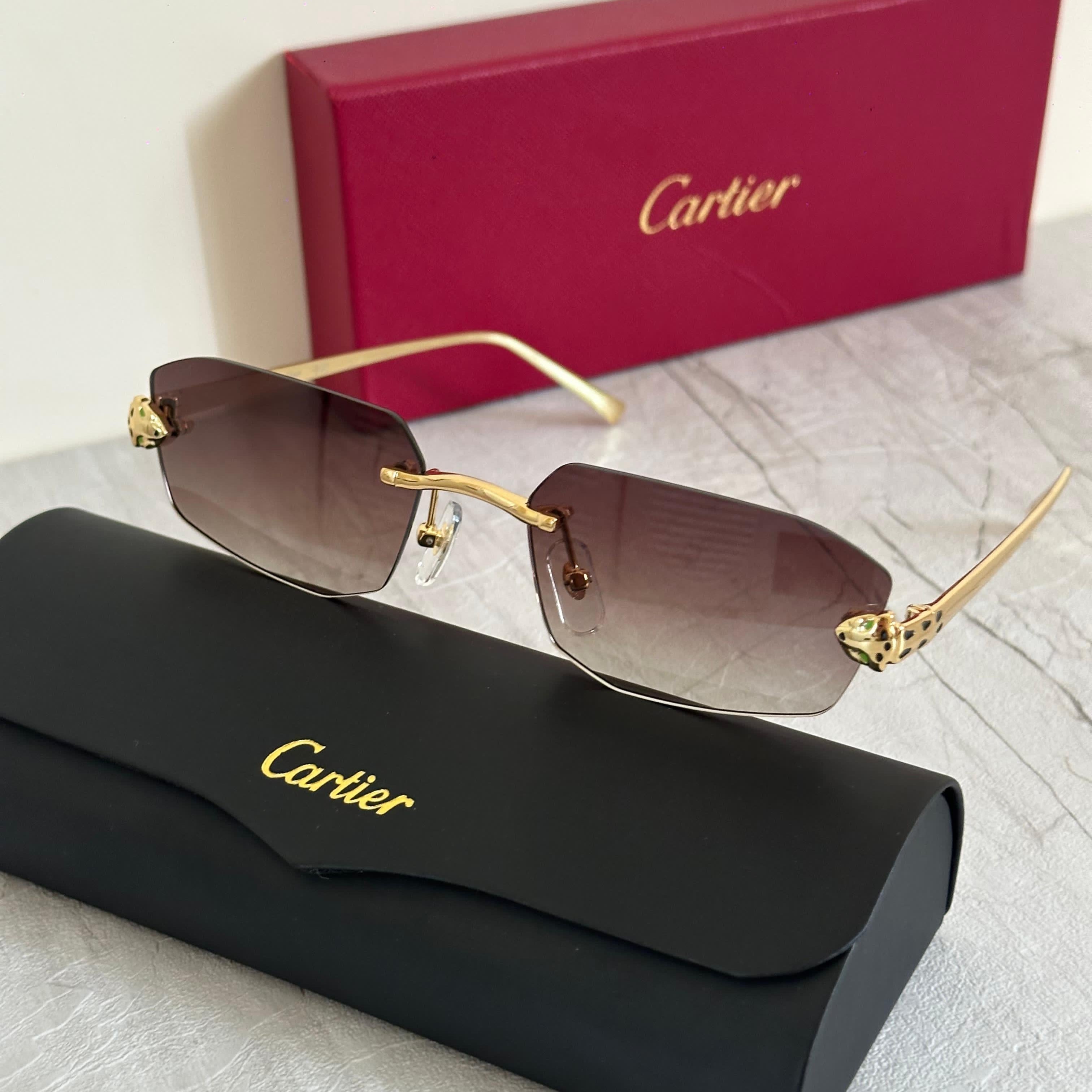 Cartier CT0282S Rectangular Rimless Sunglasses