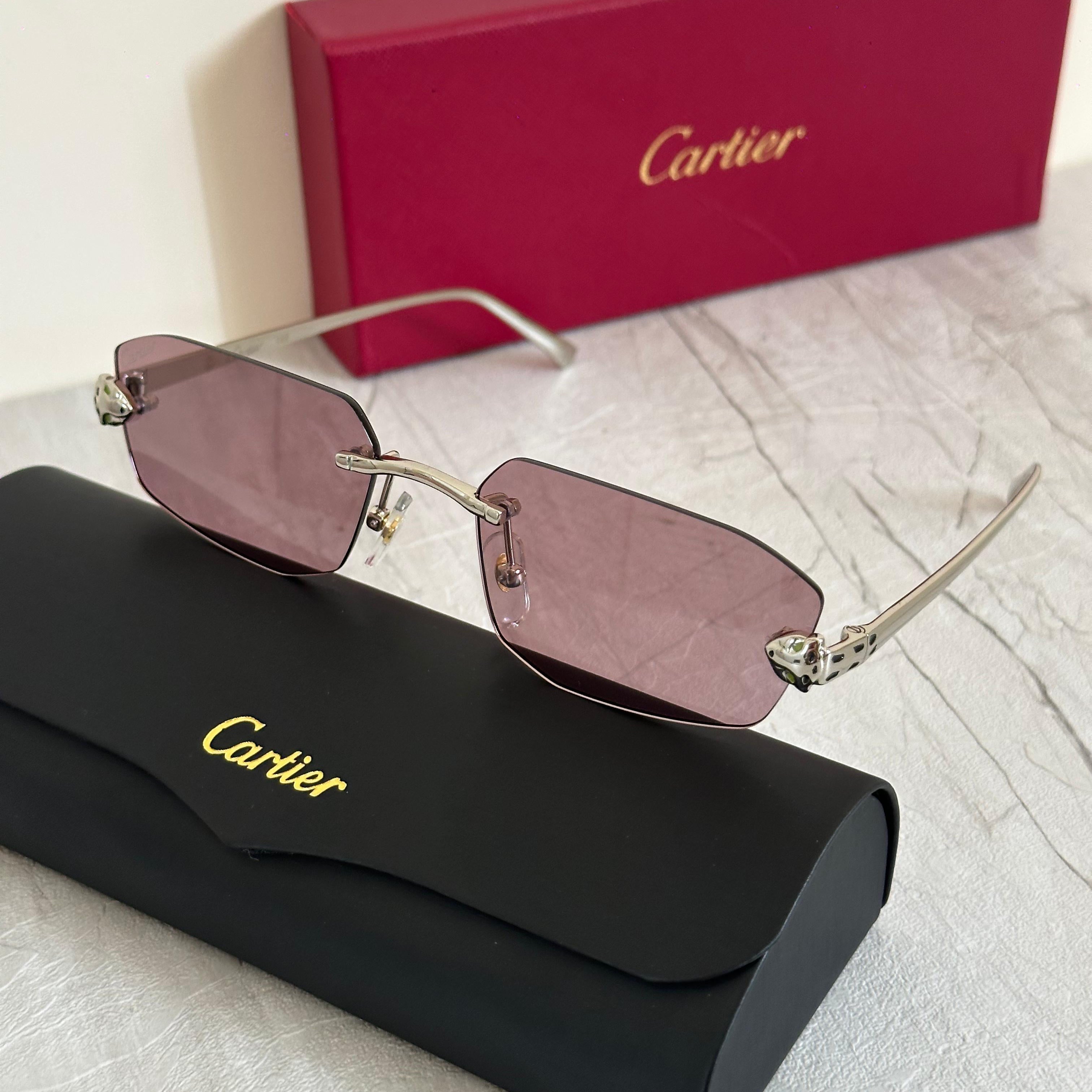 Cartier CT0282S Rectangular Rimless Sunglasses
