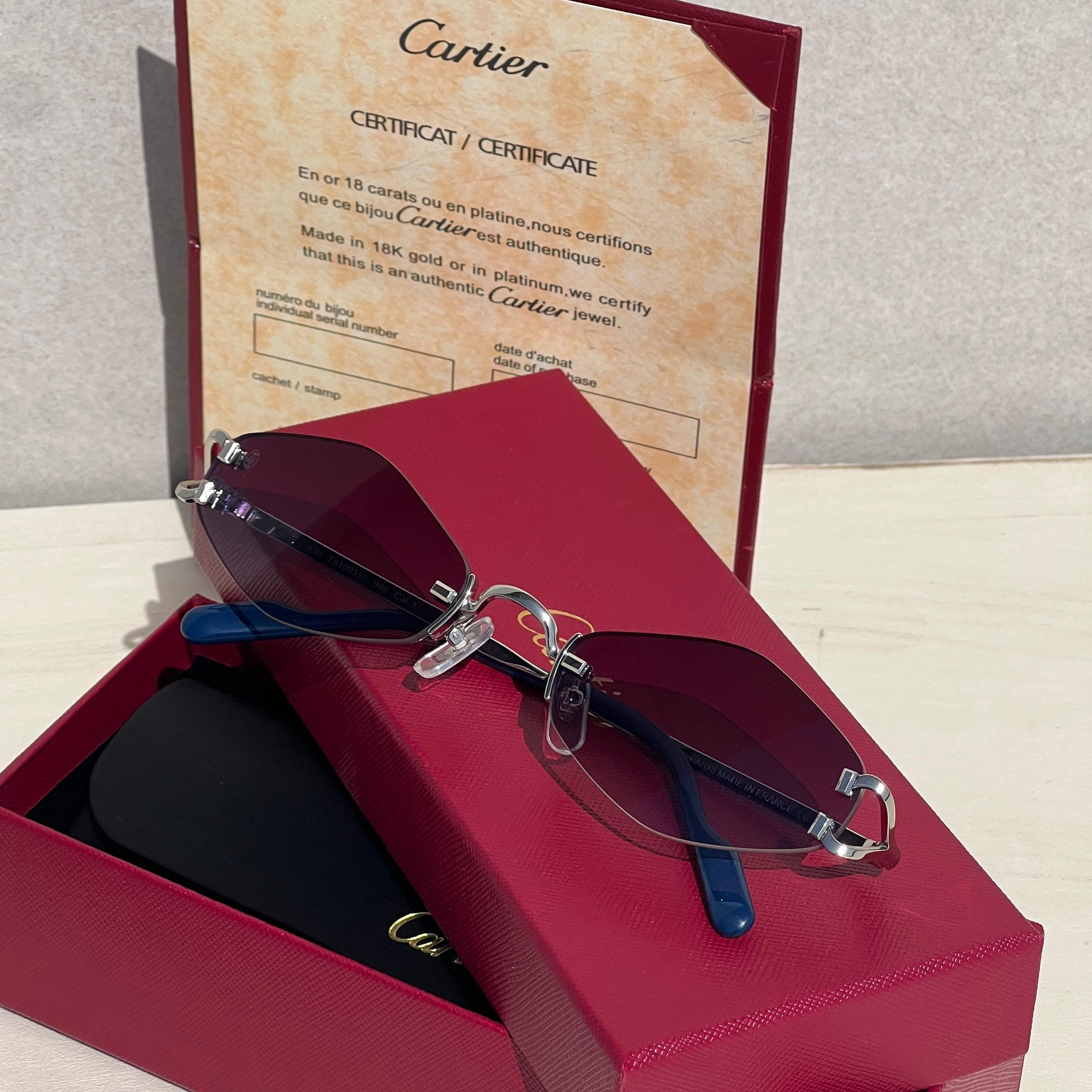 Cartier Giverny Rimless Oval Sunglasses