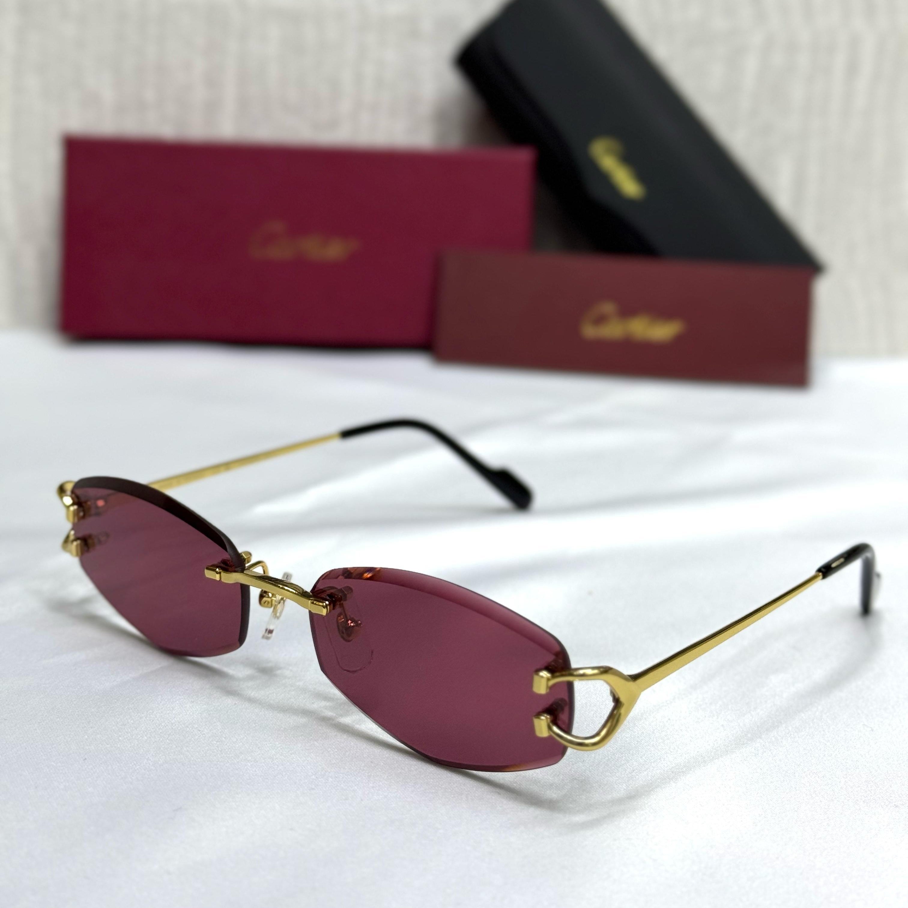 Cartier “C Décor” Blue Rimless Sunglasses