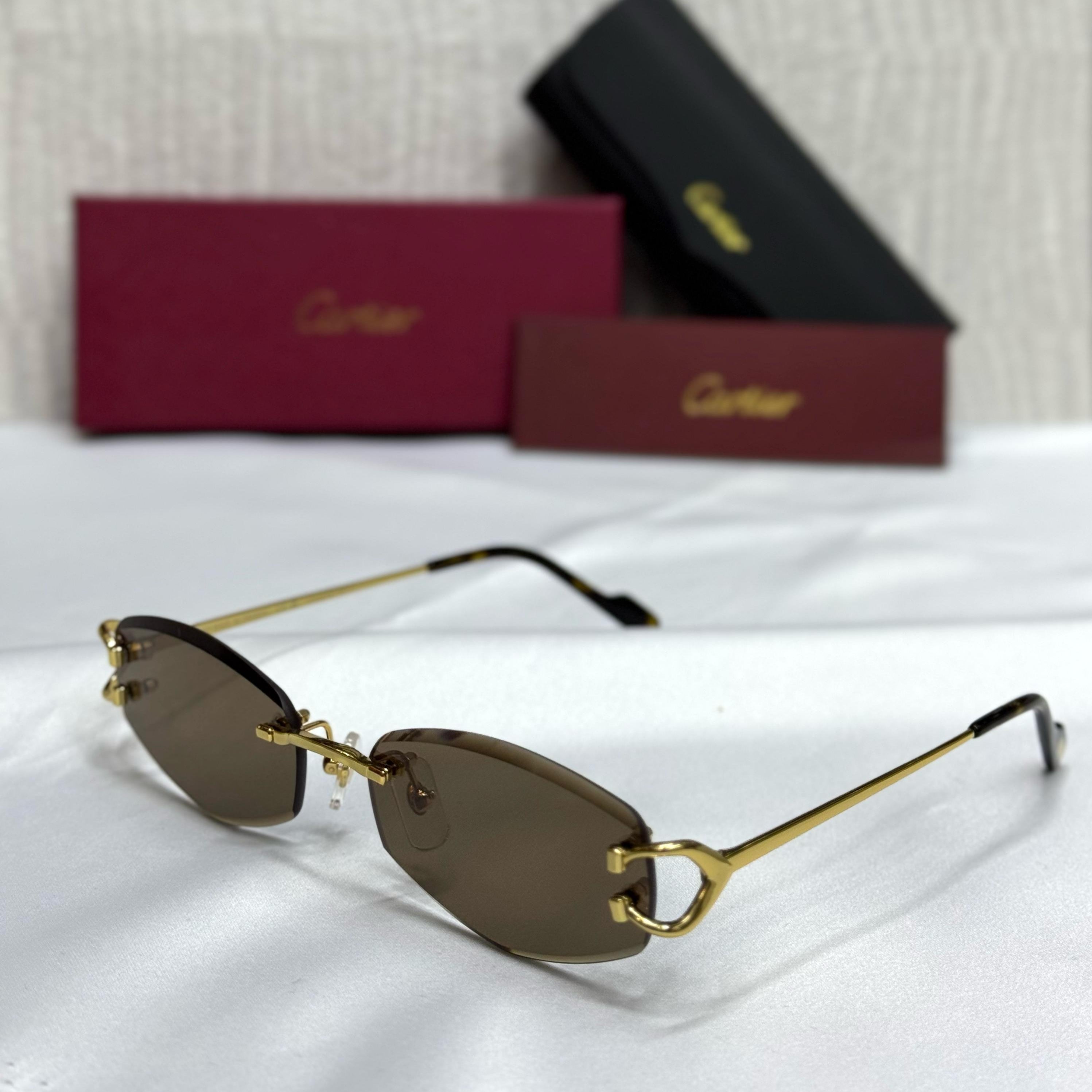 Cartier “C Décor” Blue Rimless Sunglasses