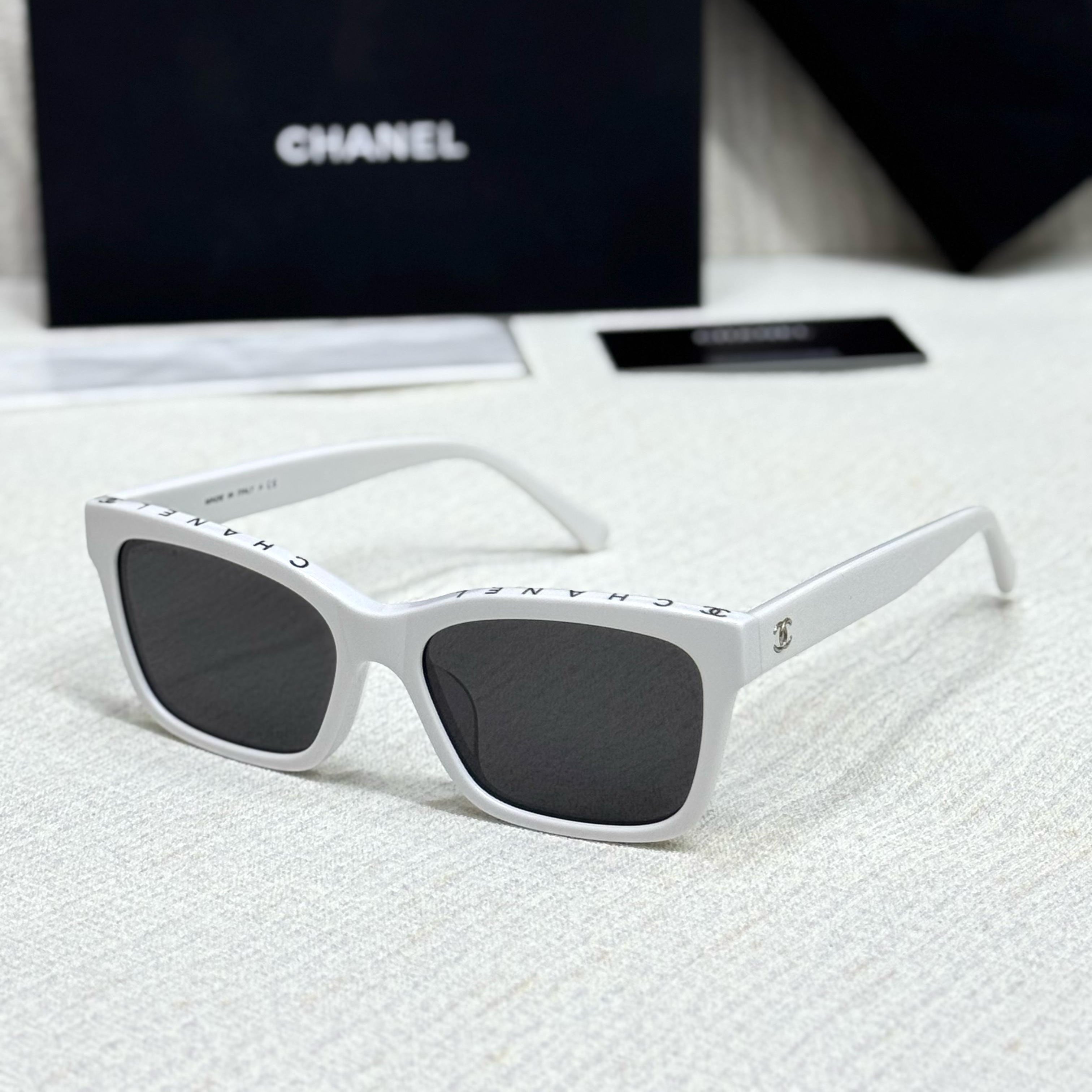 Chanel Logo-Brow Rectangular Sunglasses