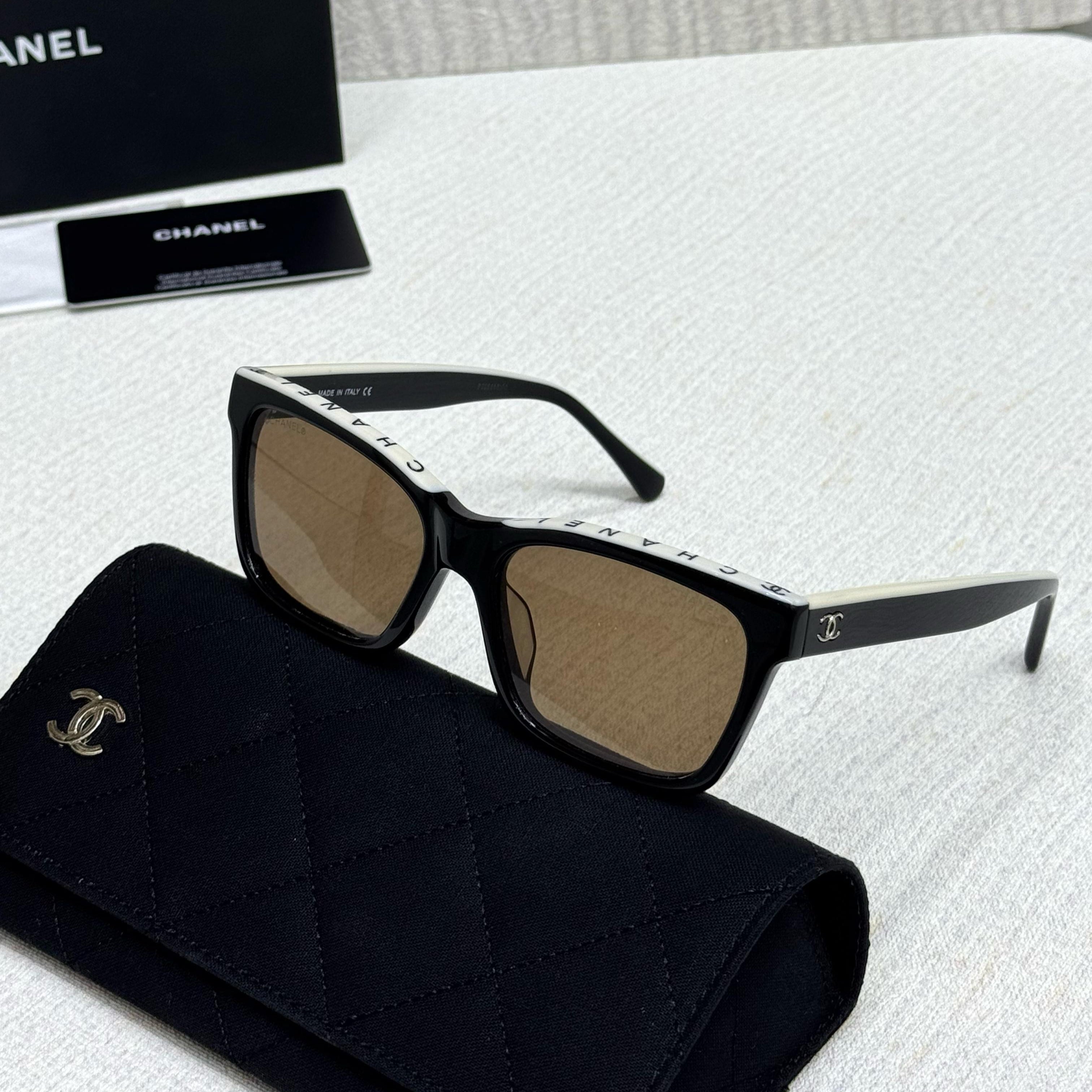Chanel Logo-Brow Rectangular Sunglasses