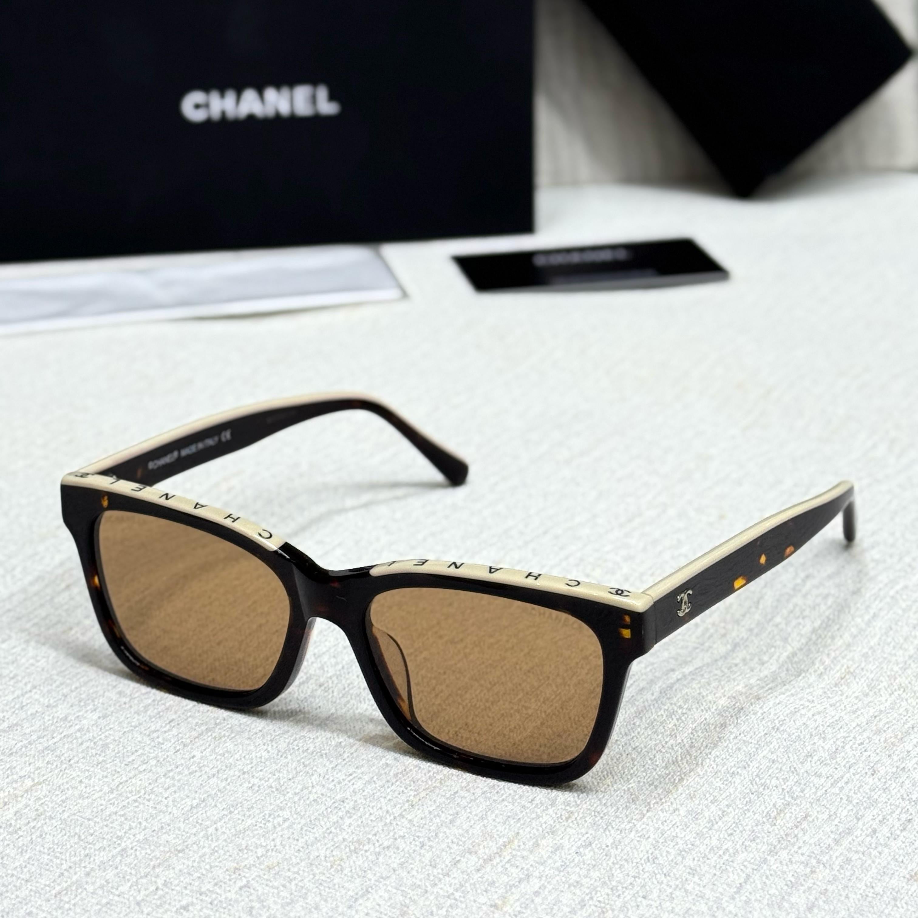Chanel Logo-Brow Rectangular Sunglasses