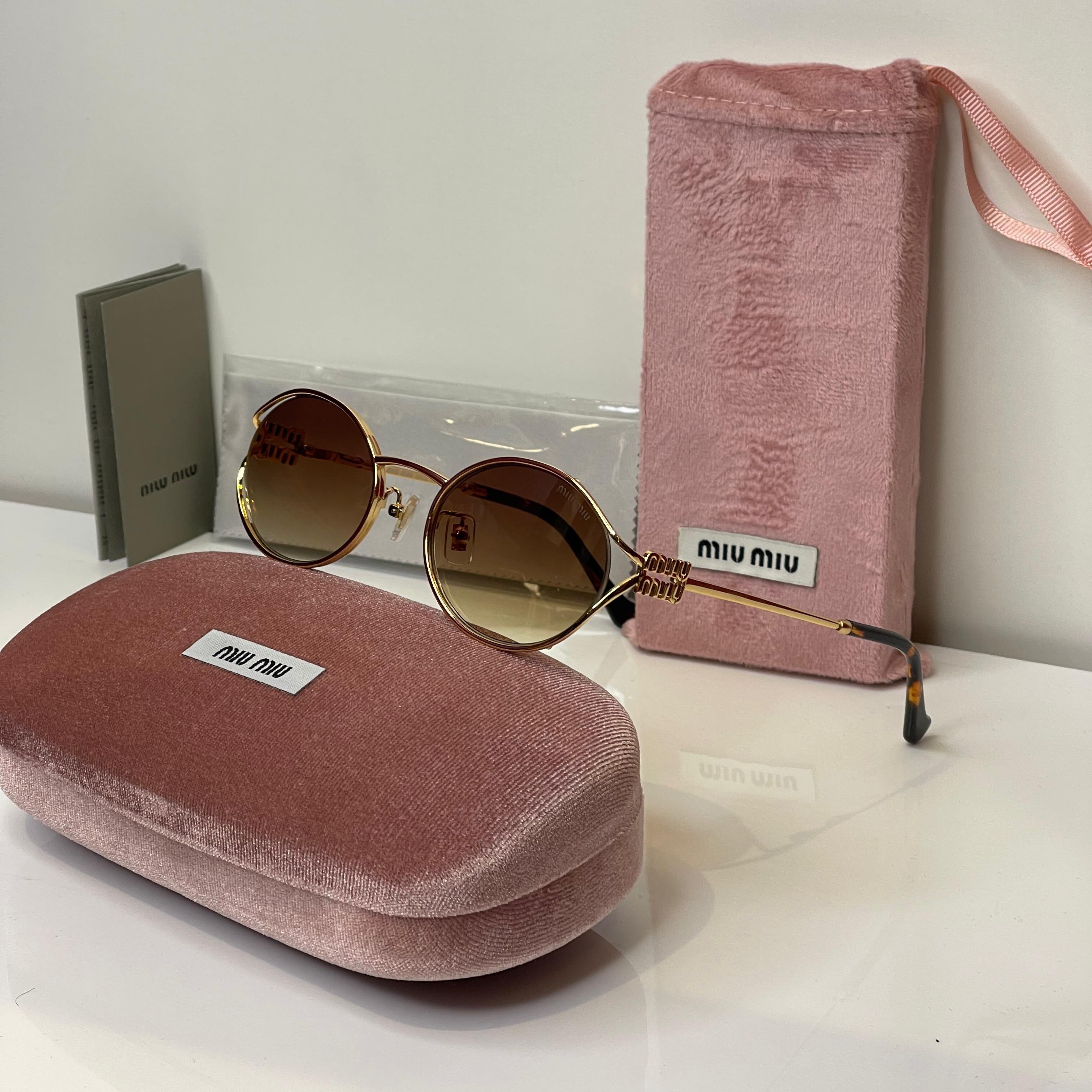 Miu Miu Round Gold Frame Sunglasses