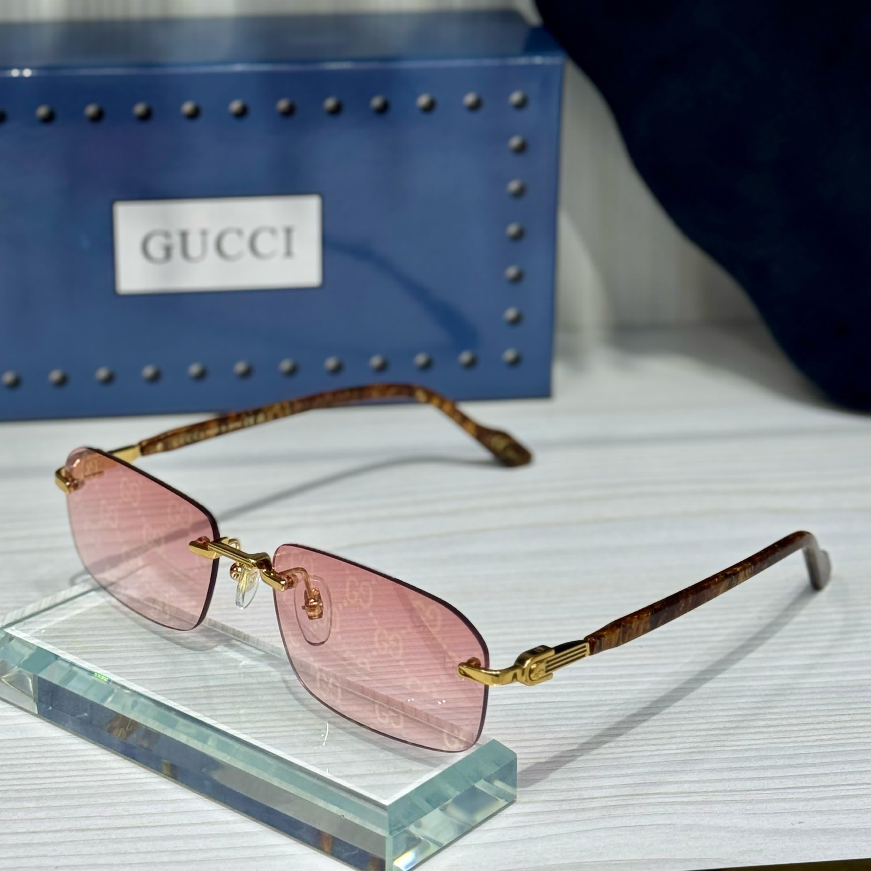 Gucci GG1423S Rimless Rectangular Sunglasses