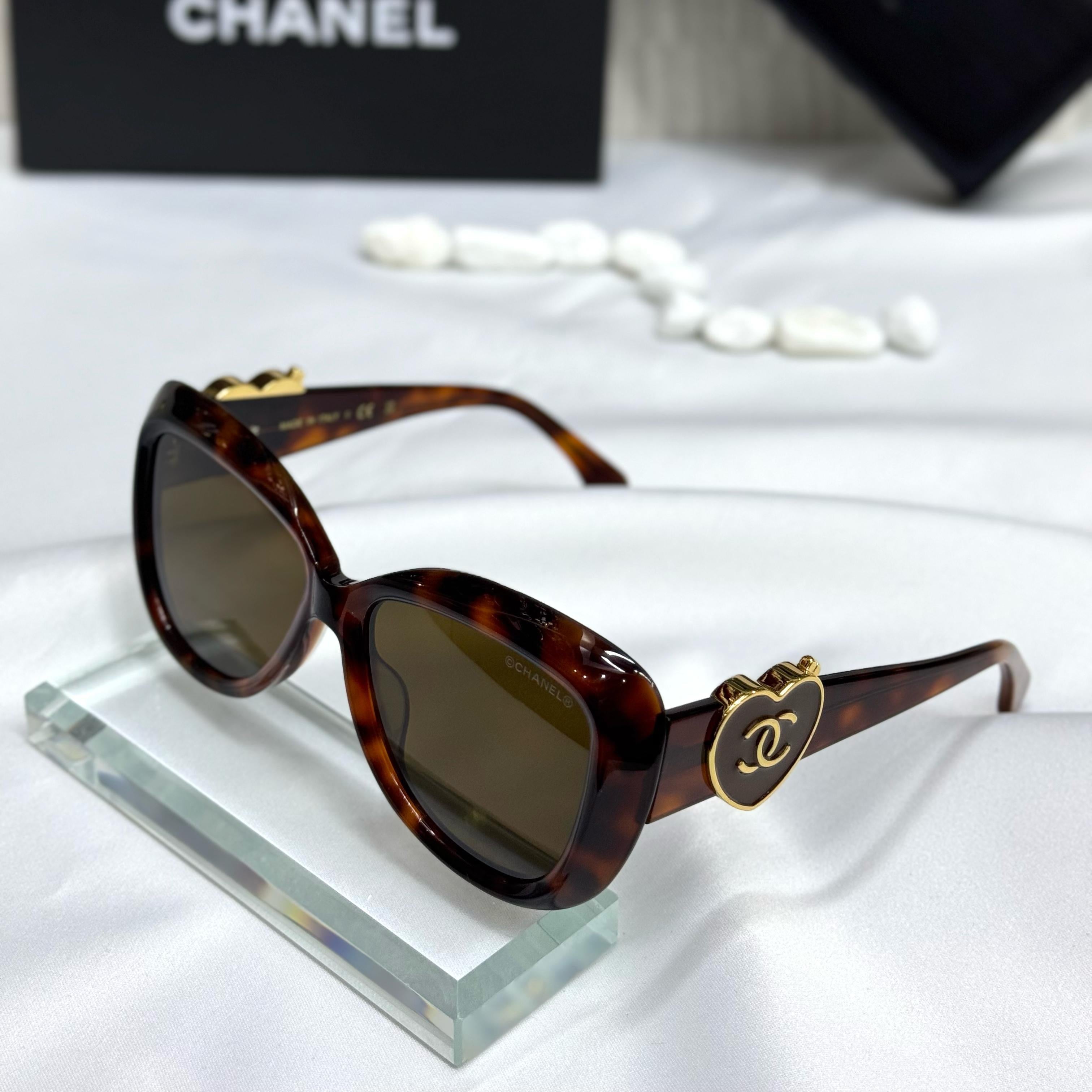 Chanel Heart Emblem Cat-Eye Sunglasses