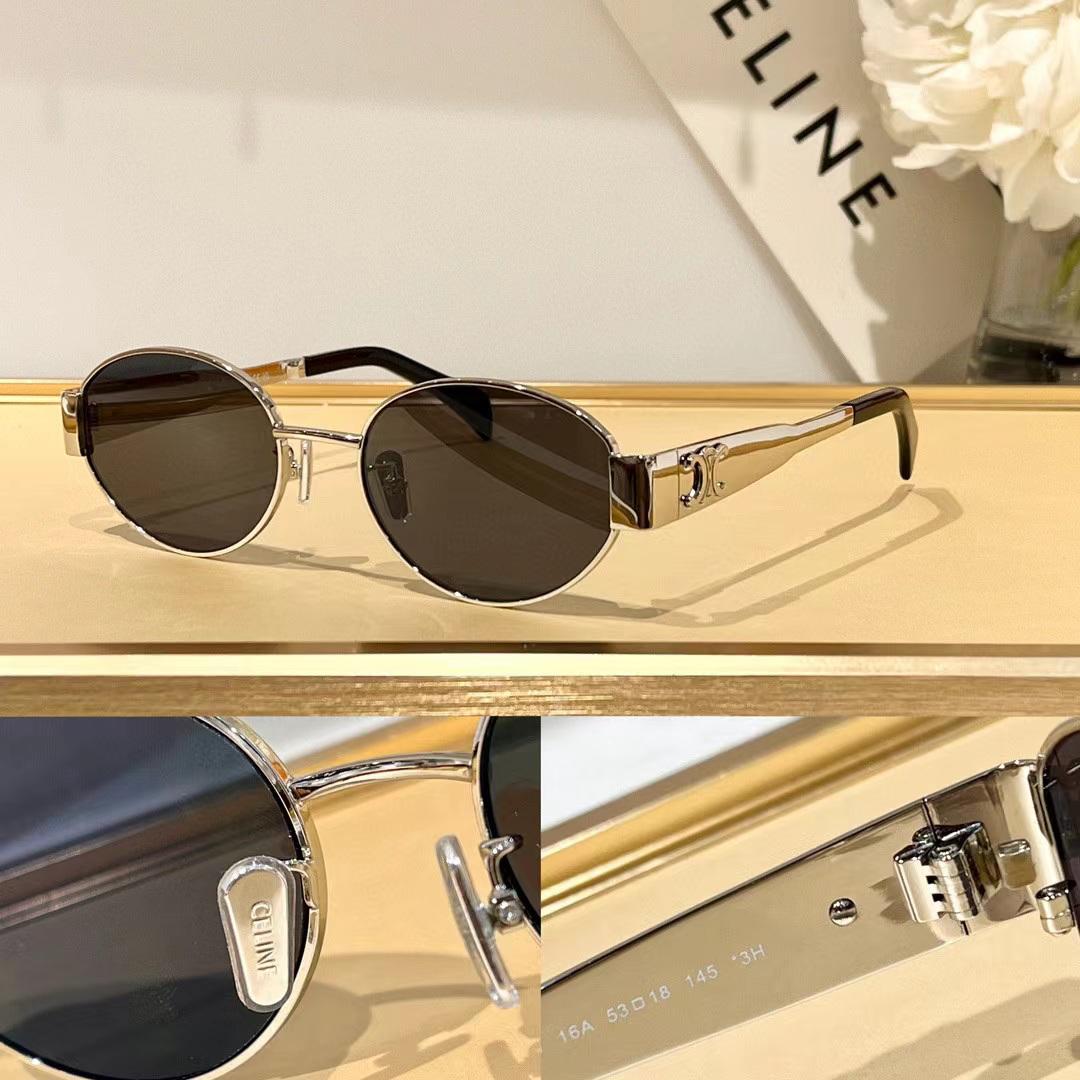 Celine Oval Triomphe Chain-Arm Sunglasses
