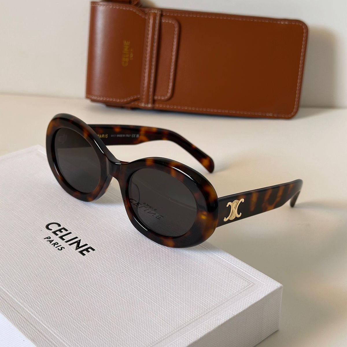 Celine Triomphe Oval Acetate Sunglasses