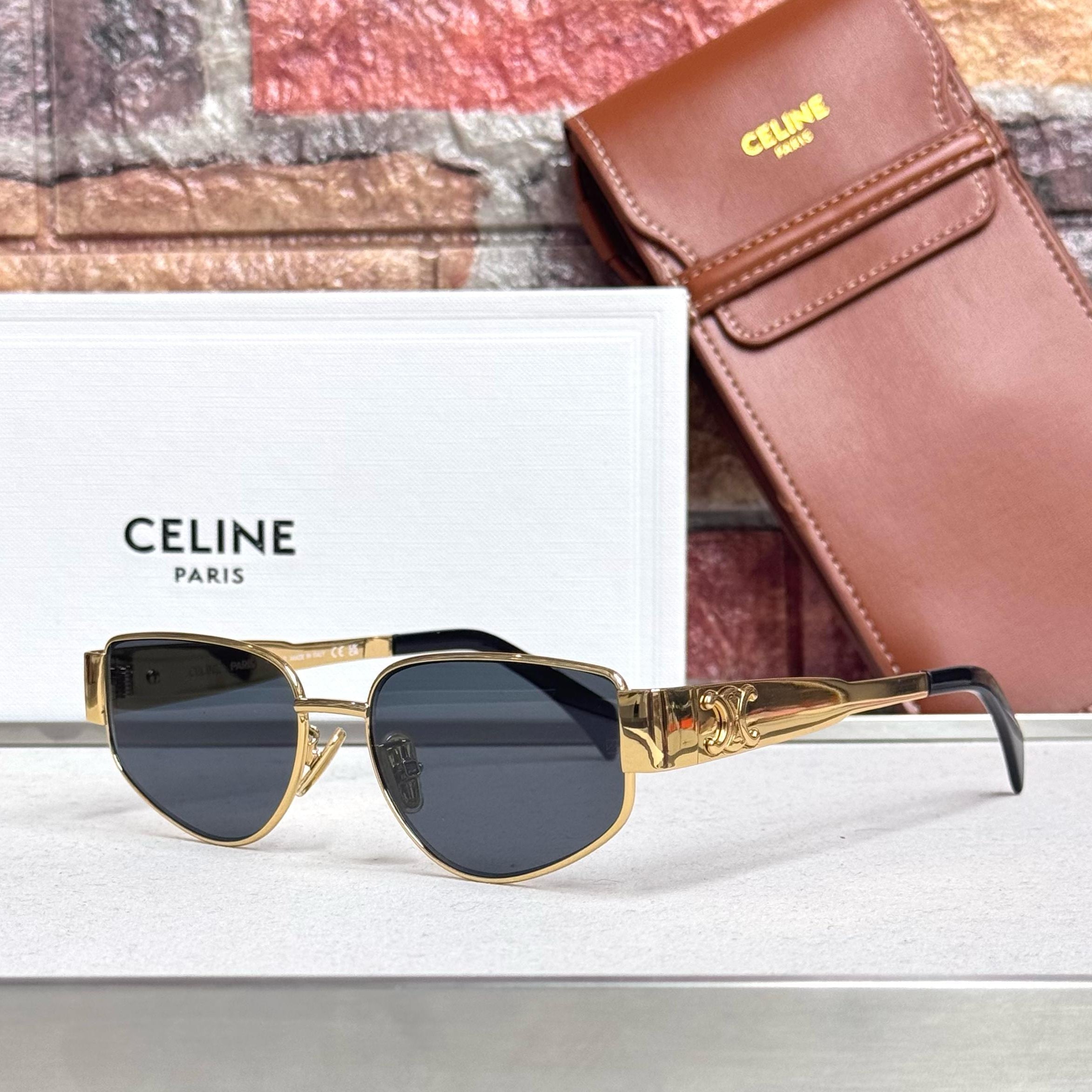 Celine Triomphe Metal Cat-Eye Sunglasses