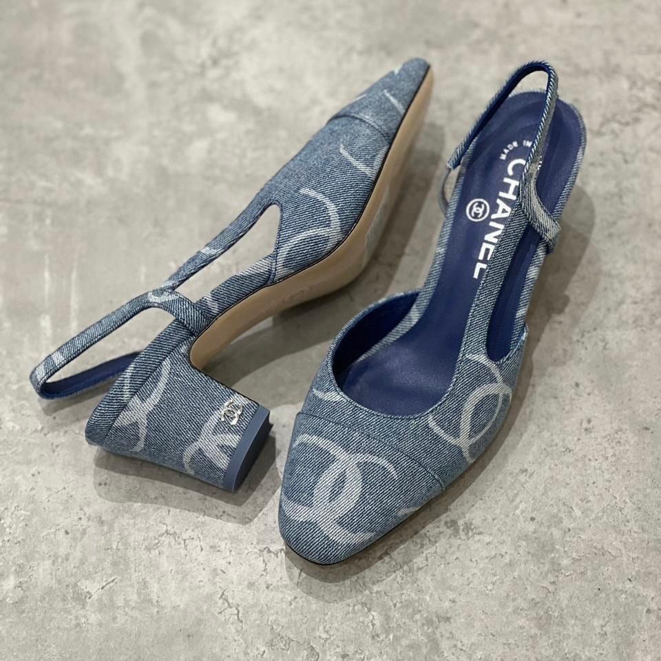 Chanel Denim Slingback Shoes