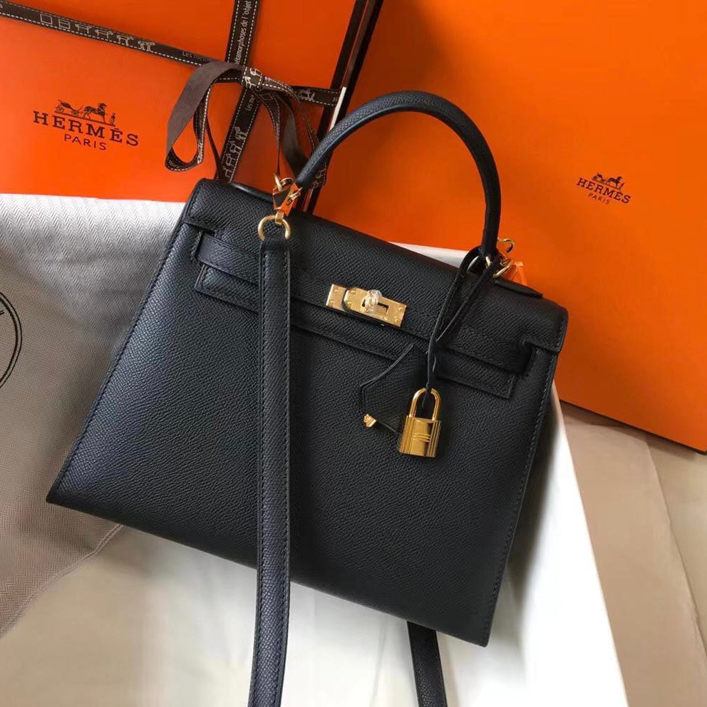 Hermes Kelly 25Cm Caviar leather Bag