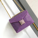 Valentino One Stud Crystal Embellished Leather Bag