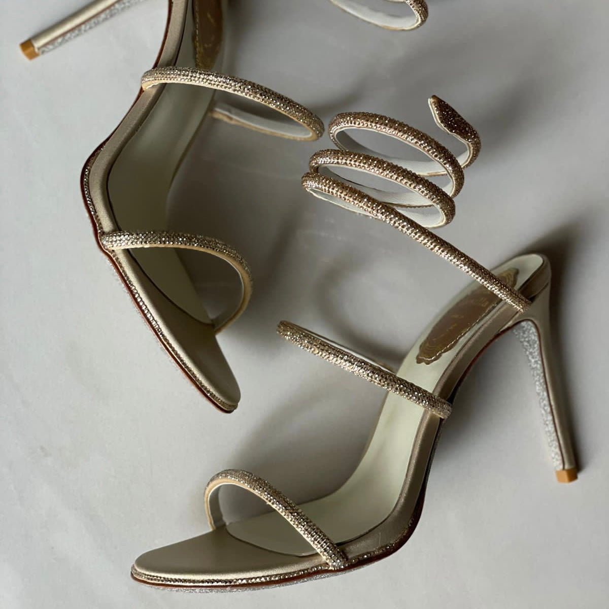 René Caovilla Cleo Crystal-Embellished Coil Shoes