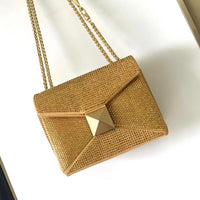 Valentino One Stud Crystal Embellished Leather Bag