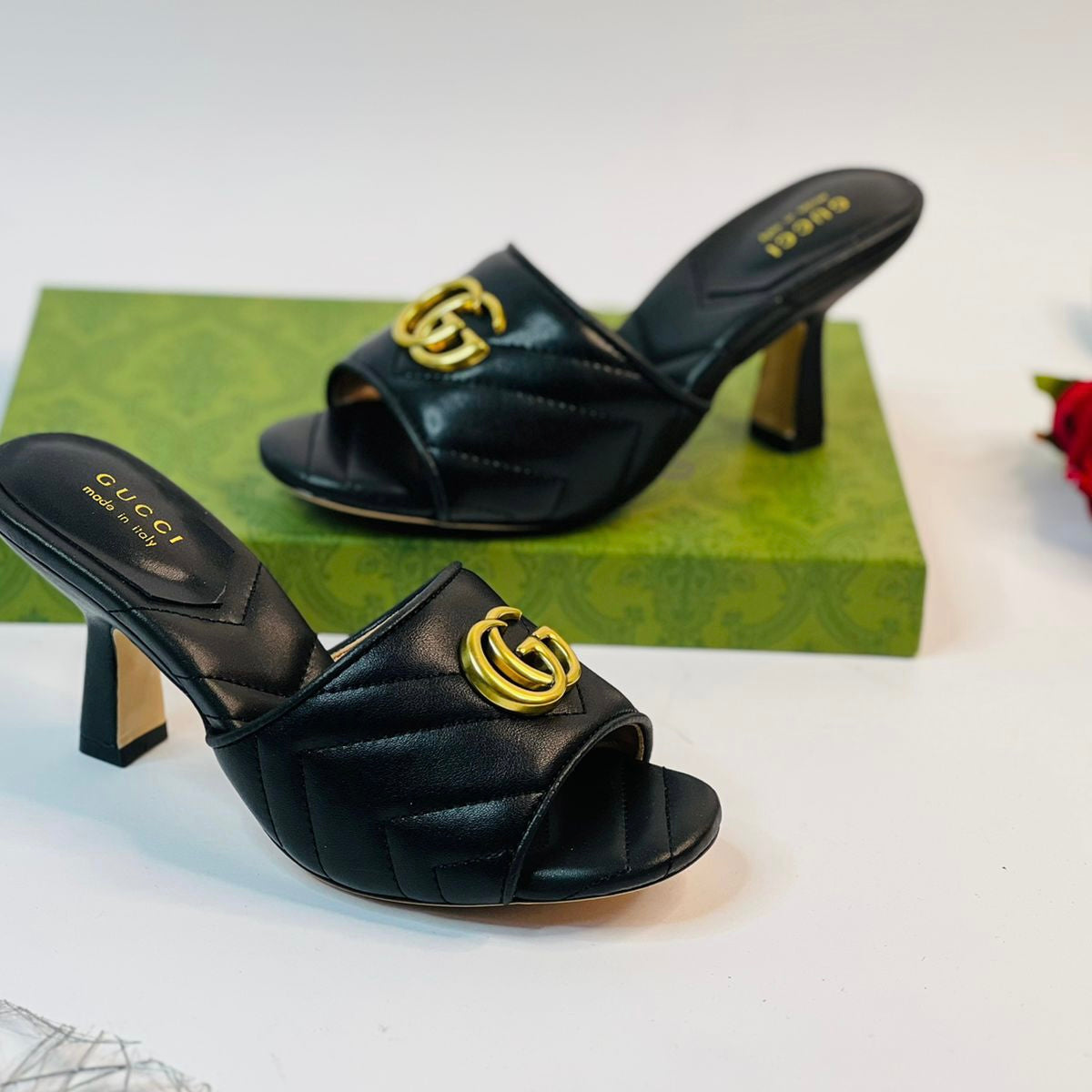Gucci leather Marmont block shoes