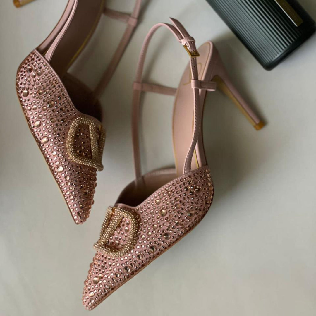 Valentino Garavani VLogo Crystal Slingback Shoes