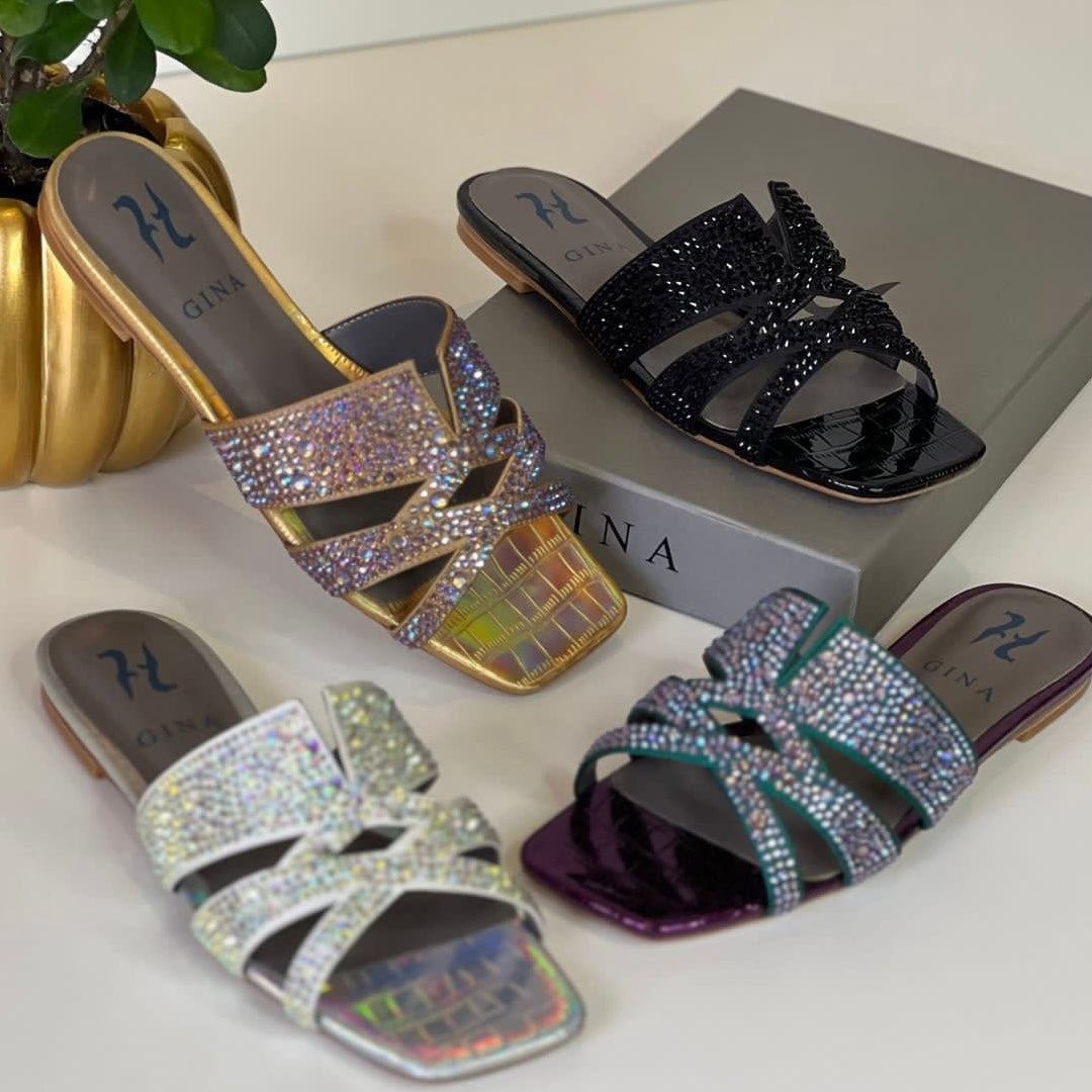 Gina London Crystal Slide Shoes