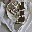 Valentino Garavani Rockstud Block Heel Shoes in Nude Patent