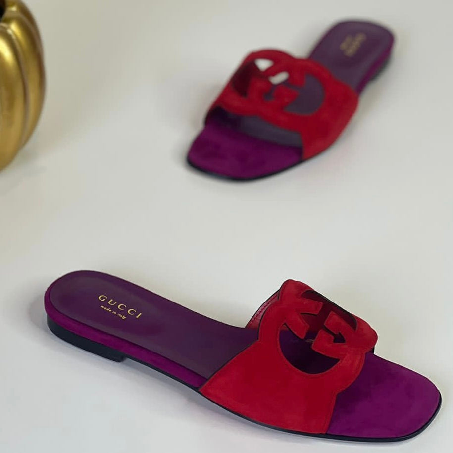 Gucci Interlocking G Suede Slide Shoes
