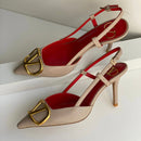 Valentino Garavani VLogo Crystal Buckle Slingback Shoes