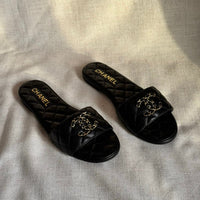 Chanel Quilted Leather Shoes with Chain CC Logo