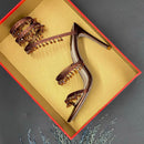 René Caovilla Brown Cleo Shoes with Amber Crystal Drops
