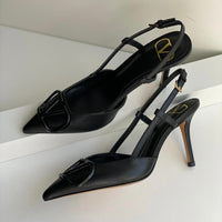 Valentino Garavani VLogo Crystal Buckle Slingback Shoes