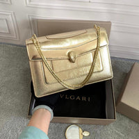 Bulgari Serpenti Forever East-West Shoulder Snake Leather Bag