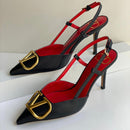 Valentino Garavani VLogo Crystal Buckle Slingback Shoes