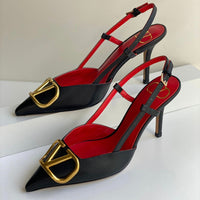 Valentino Garavani VLogo Crystal Buckle Slingback Shoes