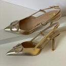 Valentino Garavani VLogo Crystal Buckle Slingback Shoes